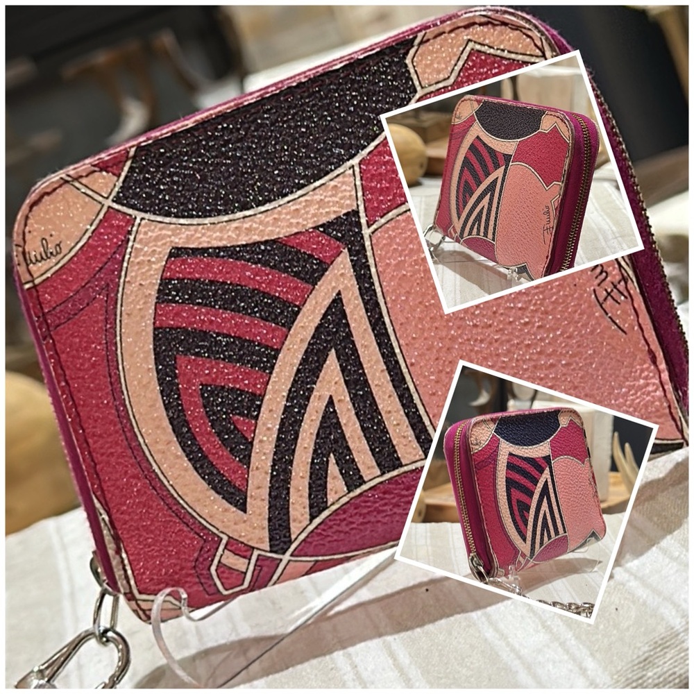 🪧 Authentic Emilio Pucci Compact Zip Wallet, EUC ** Replacement Zipper Pull **